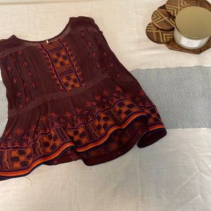 Free People Sheer Embroidered Top